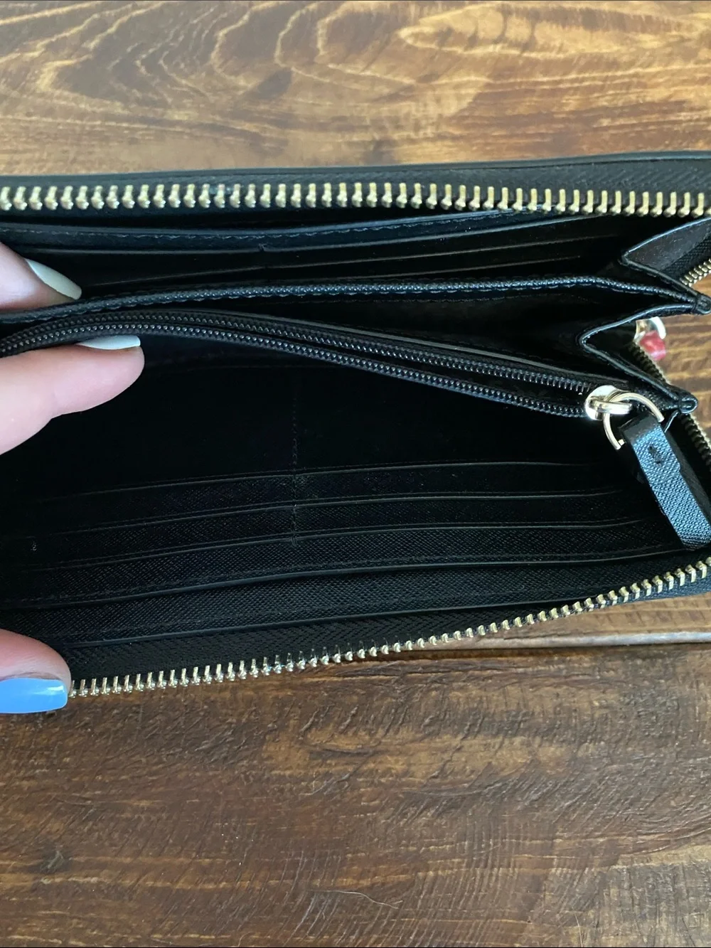 Kate Spade Black Rose Zip-Around Wallet